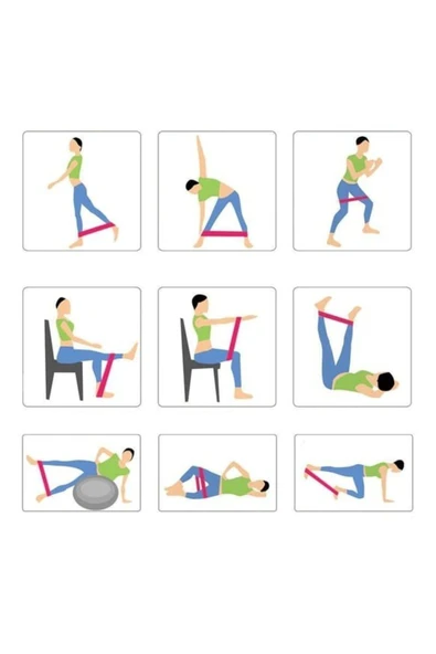 CKSPOR 5'li Çantalı Lateks Aerobik Direnç Bandı Farklı Dirençte Pilates Yoga Squat Egzersiz Direnç L - Resim 5