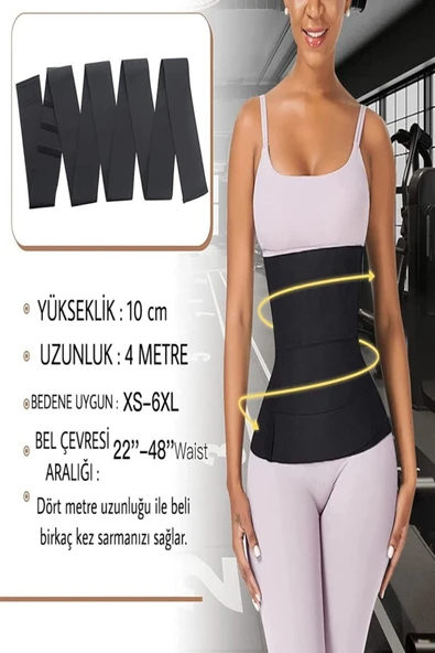 MAGAZARED Waist Trainer Inceltici Zayıflatıcı Kum Saati 4m Sarma Bel Korsesi - 4