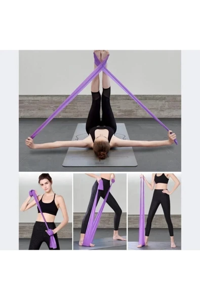 PEKİAL Pilates Bandı Jimnastik Pilates Lastiği 120x15 Cm Egzersiz Aerobik Bant 1 Adet Mor - 3