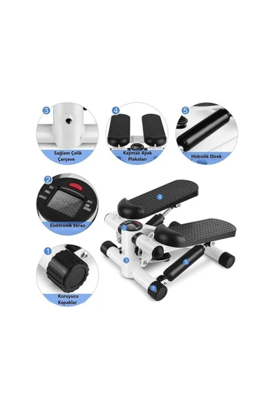 SLİPT Fitness Twister Stepper Ipli Egzersiz Step Aleti Siyah Stepper - 5