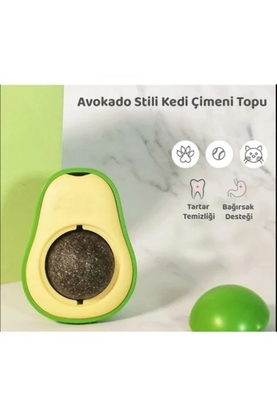 PEKİAL Avokado Catnip Avokado Kedi Çimi Topu Avokado Kedi Nanesi Oyuncağı Yeşil Mayn - 3