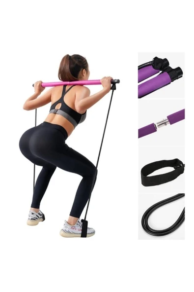 BİMARKET Squat Pilates Studio Evde Spor Egzersiz Çubuğu Kalça Basen Sıkılaştırıcı Pilates Barı Plates