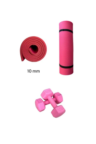 CKSPOR DS1 Dambıl Seti 10 MM Pilates Matı Ve 1 Kg Dambıl Set Pilates Egzersiz  Seti
