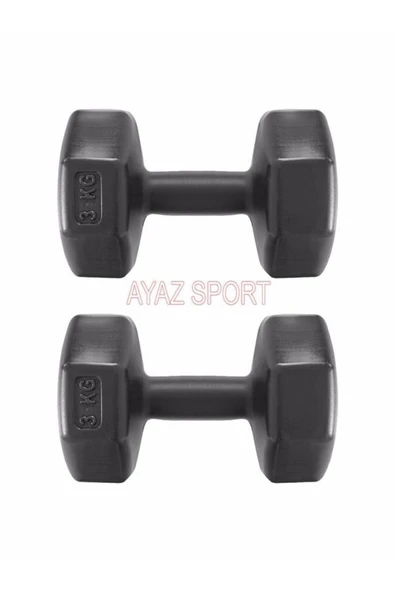 AYAZ SPORT 3x2 Dambıl Siyah Set Dumbell Toplam 6 Kg