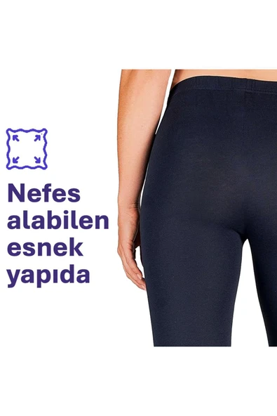 CKSPOR Kadın Siyah Pamuklu Likralı Kısa Tayt Yüksek Bel Günlük Spor Taytı Cks-219 - 3