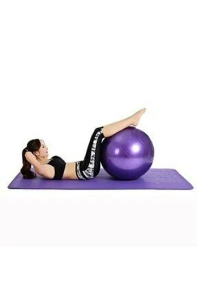 AŞÇIBAŞI TİCARET Mor Deluxe Pilates Topu + 25 cm Çift Yönlü Pompa 65 cm - 2