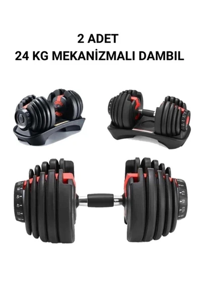 CKSPOR 2 Adet 24 kg Ayarlanabilir Mekanizmalı Dambıl Seti (Çiftli)