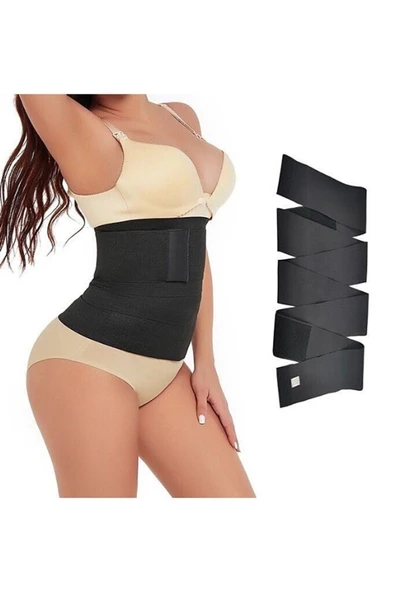 MONARK Waist Trainer Tummy Wrap Bele Dolamalı Kum Saati Görünümü 4m Sarmal Bel Korsesi - 2