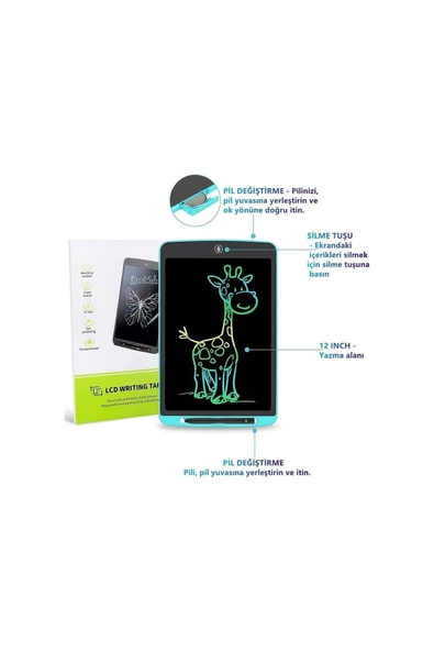 SESASHOP Grafik Digital Çocuk Yazı Tahtası Çizim Tableti Lcd 8.5 Inc - 2