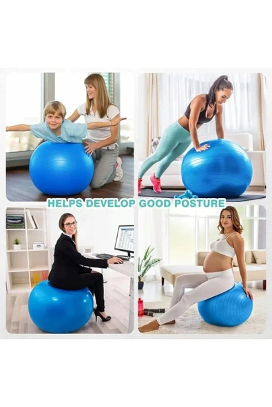 CKSPOR 55 cm Pilates Topu Dayanıklı Yoga Pilates Egzersiz Topu Ve Şişirme Pompası - Resim 4