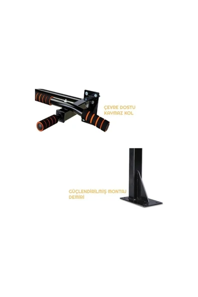 CKSPOR Siyah CKSpor Duvar Barfiksi Duvara Monte Barfiks Aleti Barfiks Demiri 80 - 100 cm Duvara Monte - 5