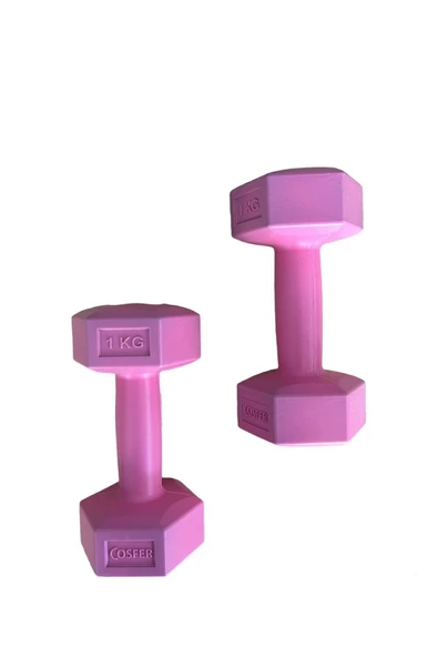 CKSPOR 1 Kg X 2 Adet Plastik Dambıl Seti pembe - 3