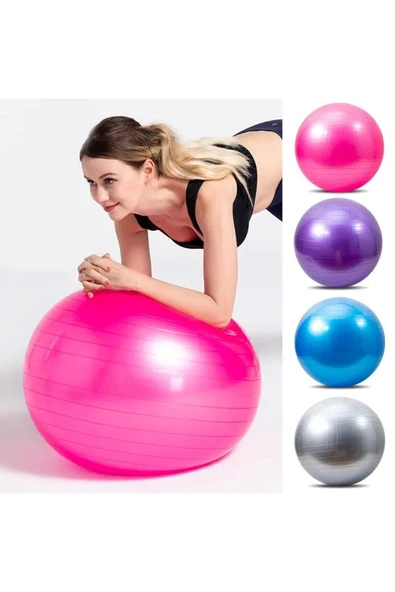 SLİPT CKSpor 55 cm Pilates Topu Dayanıklı Yoga Pilates Egzersiz Topu Ve Şişirme Pompası - 2