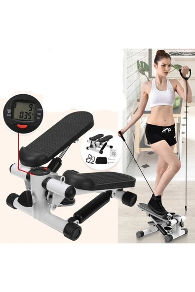 NİVAGATORE İpli Fitness Kardiyo Stepper Egzersiz Aleti Total Body Twister Crosstep Step Siyah MAYN