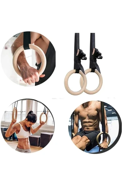 PEKİAL CKSpor Crossfit-Jimnastik Halkası Ahşap Jimnastik Halkası CKS-94 ürün görseli 1