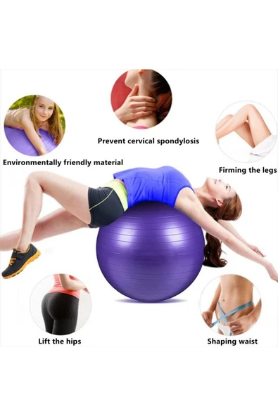 CKSPOR 55 Cm Pilates Topu Dayanıklı Yoga Pilates Egzersiz Topu Pompasız