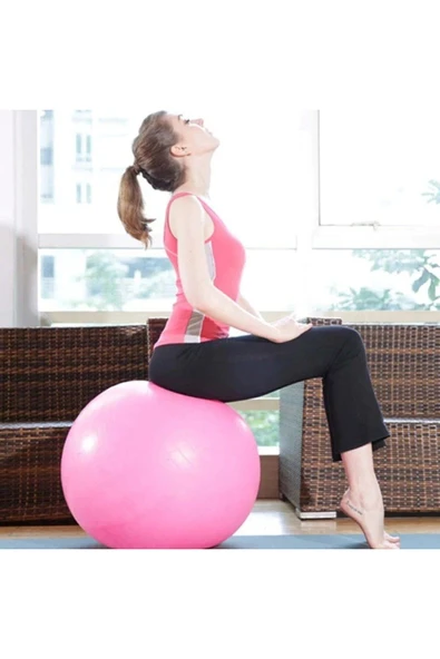 SLİPT CKSpor 55 cm Pilates Topu Dayanıklı Yoga Pilates Egzersiz Topu Ve Şişirme Pompası - 3