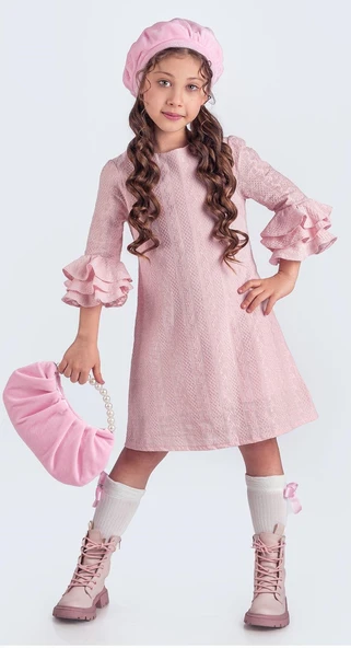 Miss Clarice Kız Çocuk Fransız Bere, Çanta, Çorap Ve Elbise Takım M00704 - 7