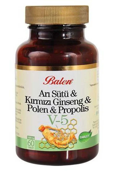 Arı Sütü Kırmızı Ginseng Polen Propolis V-5 1000 Mg 60 Adet Kapsül V5 - 2