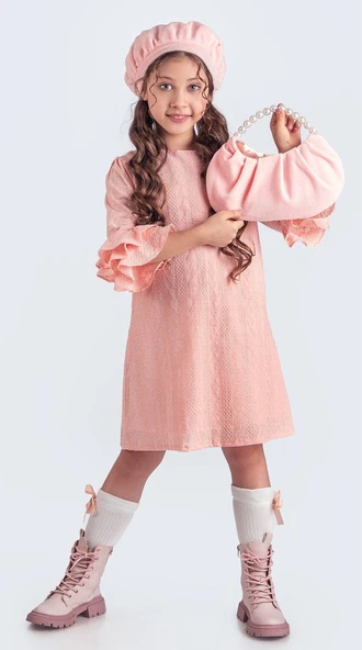 Miss Clarice Kız Çocuk Fransız Bere, Çanta, Çorap Ve Elbise Takım M00704 - 6