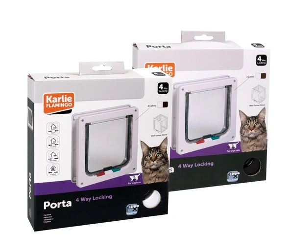 Karlıe 4yön Kilitli Kedi Kapısı 23,5x25,2cm Beyaz ürün görseli