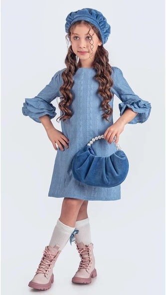 Miss Clarice Kız Çocuk Fransız Bere, Çanta, Çorap Ve Elbise Takım M00704 - 9