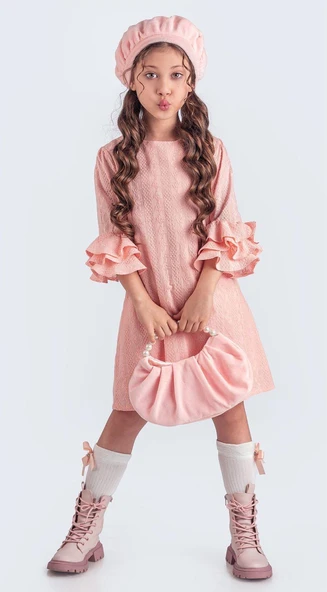 Miss Clarice Kız Çocuk Fransız Bere, Çanta, Çorap Ve Elbise Takım M00704 - 4