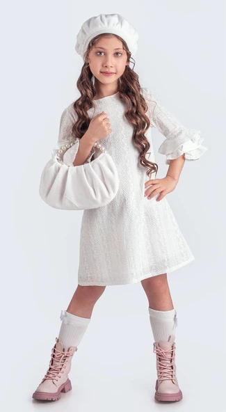 Miss Clarice Kız Çocuk Fransız Bere, Çanta, Çorap Ve Elbise Takım M00704 - 10