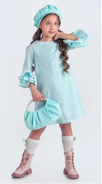 Miss Clarice Kız Çocuk Fransız Bere, Çanta, Çorap Ve Elbise Takım M00704 - 8