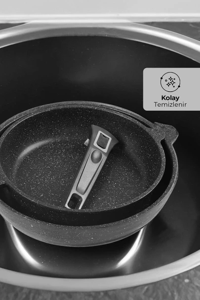 Tak Çıkar Saplı 2 Parça Tava Seti, Döküm Tava Seti - 6