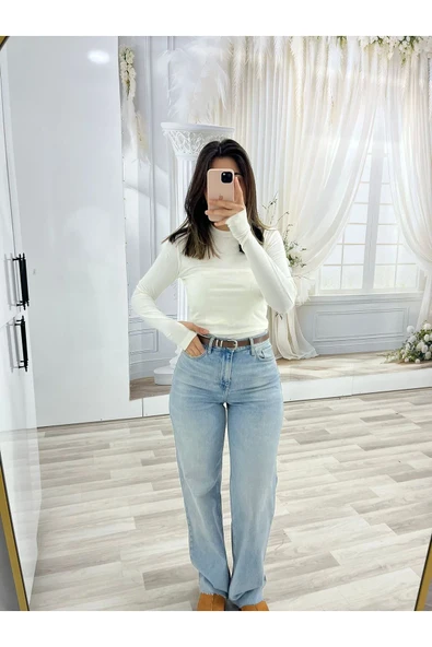 YENİ SEZON MAVİ YIKAMALI WİDE LEG JEANS - 2