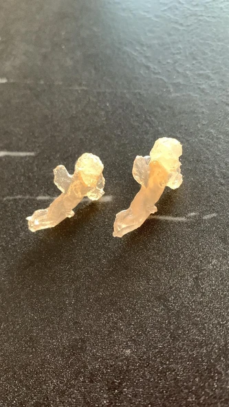 Sedefli Turuncu Renk Melek Şekil Gold Aksesuarlı 2.5cm Epoksi Küpe El Yapımı Hediyelik - Resim 6