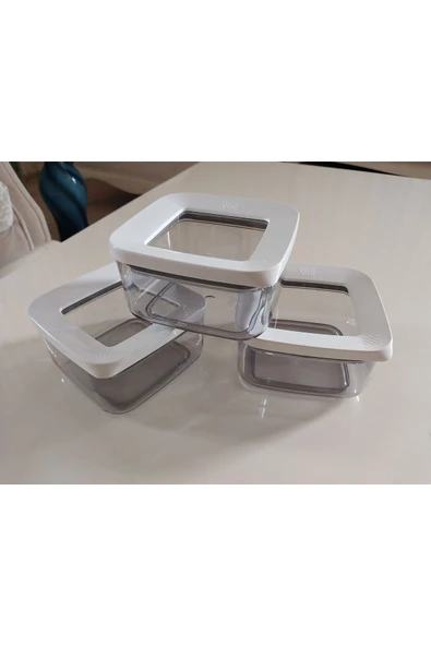 VİP AHMET Kare Saklama Kabı 350 Ml Beyaz Kapak Vp 329