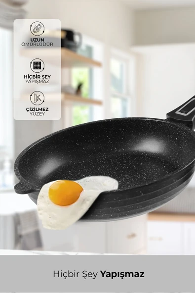 Tak Çıkar Saplı 2 Parça Tava Seti, Döküm Tava Seti - 4