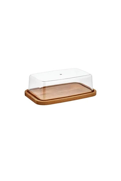 Bienwood Bie 7079 Ahşap 3' lü Plastik Saklama Rafı- Ahşap Havluluk + Tereyağlık + Mini Fanus - 5