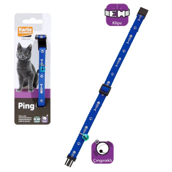 Karlıe Kedi Tasması Çıng. 30cm Mavi ürün görseli