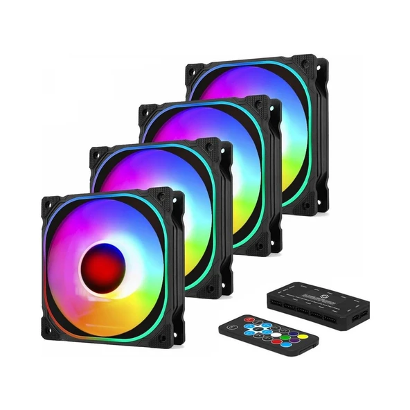 Frisby FCL-F1274C 4 x 120MM Argb 4'lü Fan Seti Kit Sessiz Rgb Kasa Fanı