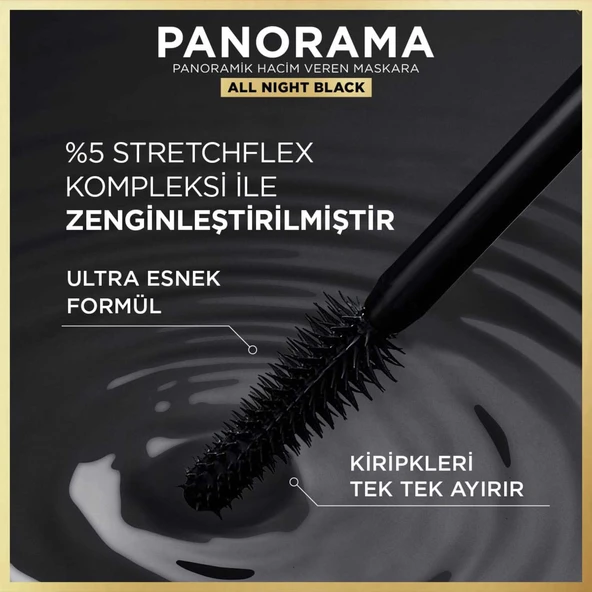 L'Oréal Paris Panorama Hacim Veren Maskara All Night Black - Siyah - 6