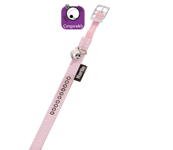 Karlıe Deri Taşlı Kedi Tas.xs 30cm-11mm Toz Pembe ürün görseli
