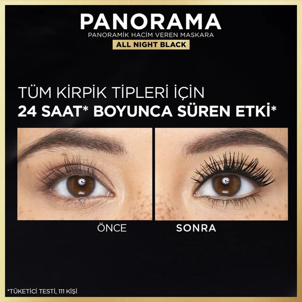 L'Oréal Paris Panorama Hacim Veren Maskara All Night Black - Siyah - 5