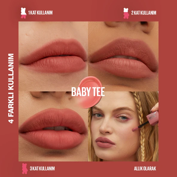 Maybelline New York Super Stay Teddy Tint Uzun Süre Kalıcı Likit Mat Tint 25 Baby Tee - 2