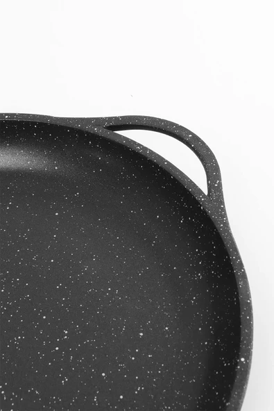 Granit Döküm Kavurma Saç Tavası Balık Tavası, Kavurma Ve Bazlama Tavası Siyah 36 cm, Spatula Hediye - 4