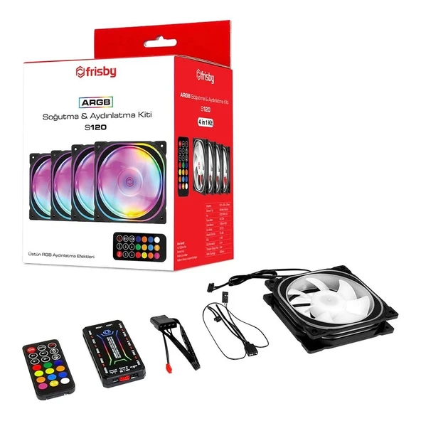 Frisby FCL-F1274C 4 x 120MM Argb 4'lü Fan Seti Kit Sessiz Rgb Kasa Fanı