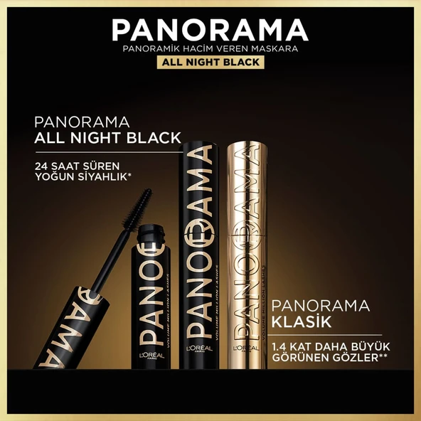 L'Oréal Paris Panorama Hacim Veren Maskara All Night Black - Siyah - 4