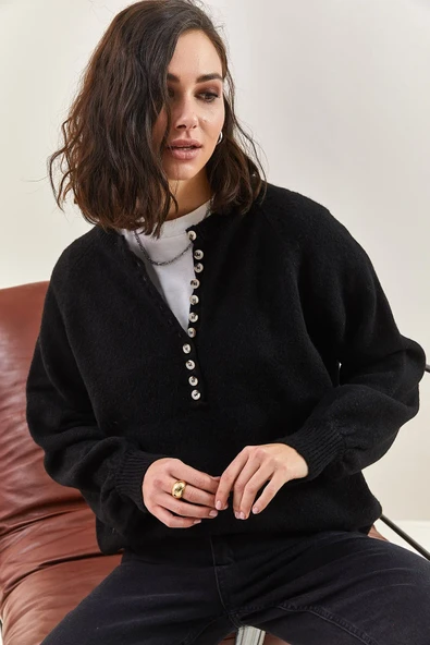 Bianco Lucci Kadın Yakası Ilikli Balıkçı Yaka Triko Kazak - 3