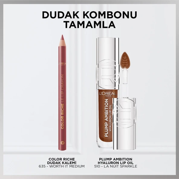 L'Oréal Paris Plump Ambition Hyaluron Lip Oil Besleyici ve Nemlendirici Dudak Parlatıcısı - 510 La Nuit Sparkle - 9