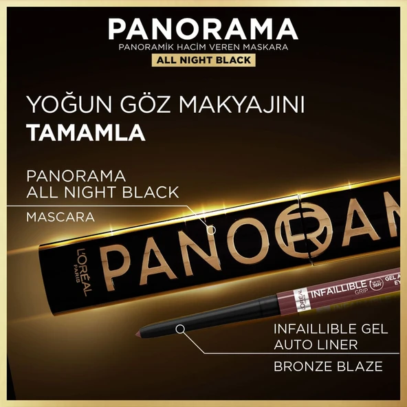 L'Oréal Paris Panorama Hacim Veren Maskara All Night Black - Siyah - 8