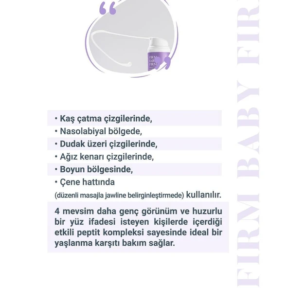 She Vec Firm Baby Firm - Dikey Kırışıklıklar (Kaş çatma, Dudak üzeri, Ağız Çevresi, Çene Hattı ve Boyun) Üzerinde Etkili Anti-Aging Kremi 30ml - 4