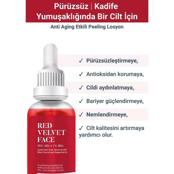 She Vec Red Velvet 30% Aha + 2% Bha Yüz Peeling Serumu 30ml - 2