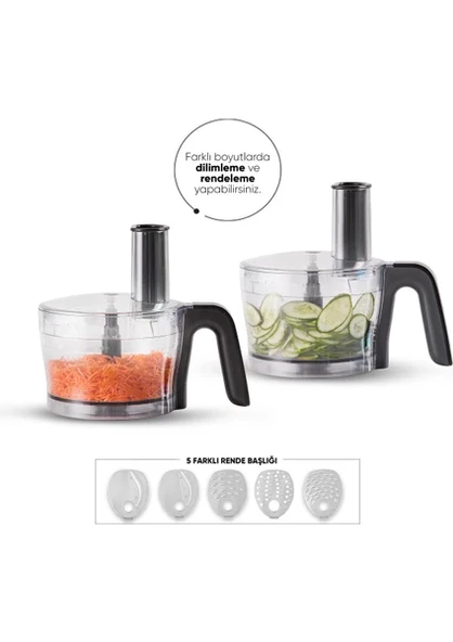 Karaca Mastermaid Power Multifunctional 10 in 1 Mutfak Robotu 2000w Rese Soft Cream Galaxy Grey - 8